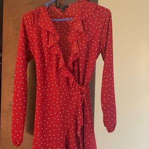 Forever21 Polka Dot Wrap Mini Dress with Ruffle